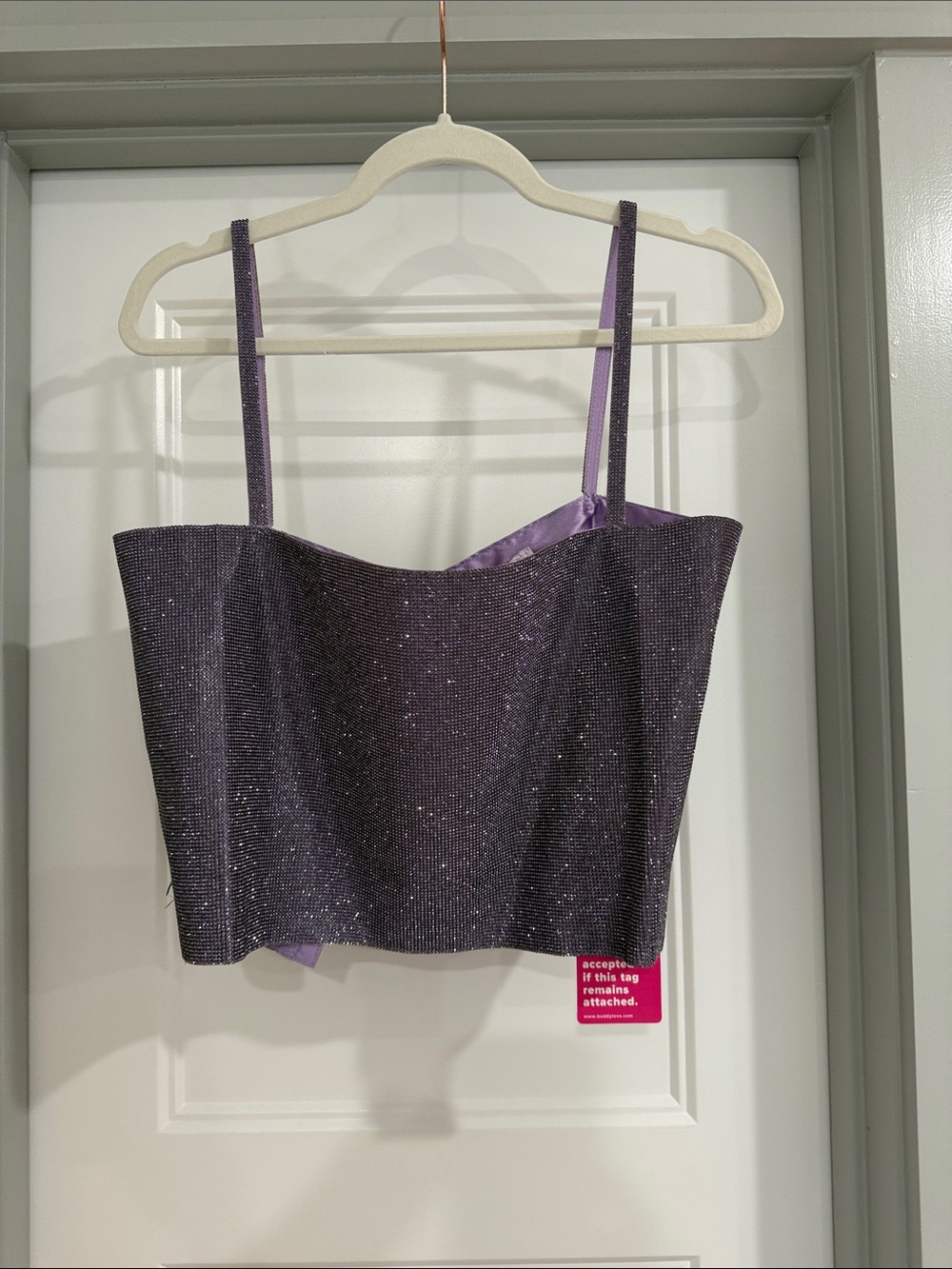 Buddy love rhinestone purple top size L - NWT